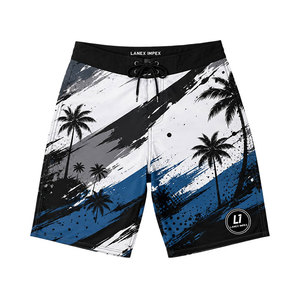 Shorts de Playa Personalizados para Hombre con Estampado de Palmeras Tropicales, Secado Rápido, para Surf, Natación y Deportes Acuáticos - Product Image 1