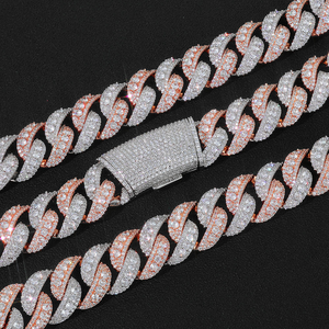 Pulsera de eslabones cubanos de moissanita de lujo con acabado en oro rosa y oro blanco, estilo hip hop, regalo de joyería para hombres y mujeres - Product Image 6