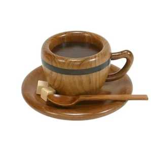 Handcrafted Wooden Coffee Mug Pair <b>Set</b> Solid Wood <b>Teacup</b> Eco Friendly Tableware Wholesale - Product Image 5
