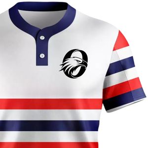 เสื้อเบสบอลสีขาวแดงสำหรับผู้ชาย แบบติดกระดุมด้านหน้า ชุดทีม น้ำหนักเบา ระบายอากาศได้ดี เสื้อกีฬาเบสบอล - Product Image 6