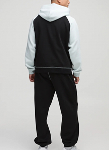 High Quality Custom Contrast Stitching Oversize French Terry Cotton <b>Hoodie</b> and Jogger Sweat Pants Set Sweat suit Tracksuit <b>Men</b> - Product Image 3