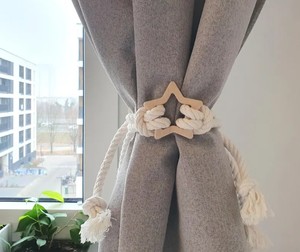 Sujetador de Cortina Estrella – Cuerda de Algodón y Decoración de Madera - Product Image 1