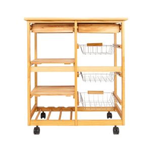 Carrello Moderno da Cucina e Sala da Pranzo a 2 Cassetti, Scaffale Regolabile, Ruote Rimovibili, Materiale in PVC, Metallo, Legno e Marmo - Product Image 5