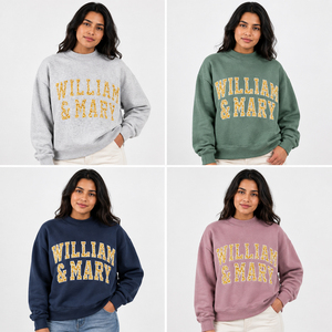Sudadera de cuello redondo con letras universitarias personalizadas para mujer de William & Mary, estilo oversize de forro polar, informal, de moda urbana - Product Image 6