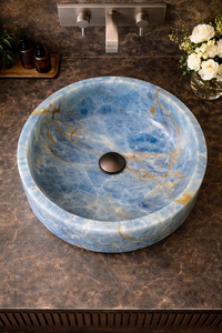Natural Blue Onyx Stone Modern Eco-Friendly Luxury Vessel Sink Bathroom Countertop <b>Basin</b> Handmade Wash <b>Basin</b> - Product Image 2