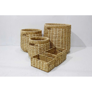 Set 5 High Quality Handmade Natural Storage Organizer Water Hyacinth <b>Baskets</b>-3 <b>Baskets</b> 2 Rect <b>Baskets</b> <b>Foldable</b> <b>Laundry</b> <b>Basket</b> - Product Image 3