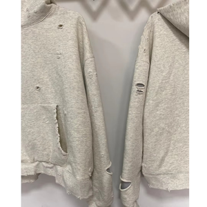 เสื้อฮู้ดดี้ผ้าฝ้ายเฟรนช์เทอร์รี่ทรงบ็อกซี่แบบครอป ตัดเย็บสองชั้น ลายวาฟเฟิล ลุคดิสเทรส ซักฟอกพิเศษ สำหรับผู้ชาย ขายส่งและรับผลิตตามสั่ง - Product Image 4