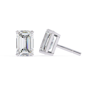 Pendientes de Plata 925 con Moissanita Corte Esmeralda de 7.5x5 mm, 2.3 CTW, Engaste Clásico Tipo Cesta, Joyería Fina Elegante - Product Image 4
