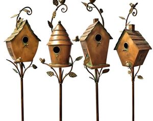 Casa para Pájaros, Encantadora Casetas para Pájaros de Múltiples Compartimentos con Diseño de Techo Inclinado para Decoración de Jardín, Artesanía Metálica Duradera para Nidos al Aire Libre - Product Image 1