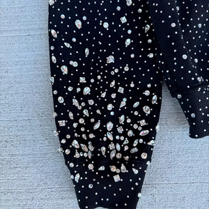 Sweat à capuche zippé gothique unisexe noir en polaire avec strass respirant 100% coton surdimensionné hiver qualité supérieure personnalisé pour homme - Product Image 6