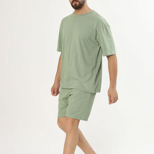 100% Cotton <b>Knitted</b> Summer Eco-Friendly Quick Dry Breathable Blank Factory Direct T Shirt and Shorts <b>Set</b> - Product Image 1