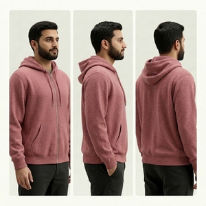 Sudadera con capucha premium para hombre, de forro polar grueso, personalizable, informal, con cremallera, para uso exterior. - Product Image 6