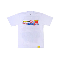 T-shirt décontracté blanc à manches courtes pour homme, imprimé numérique avec motif 'Cough Syrup' au dos, 100% coton 100g, idéal pour l'été