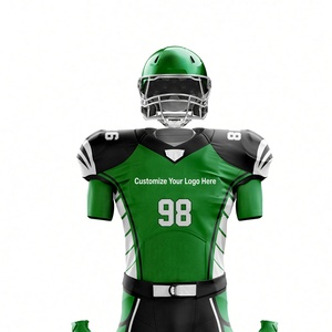Conjunto de Uniforme de Fútbol Americano Verde Personalizable para Hombre, Manga Corta, Ajustado, con Espacio para Logotipo - Product Image 2
