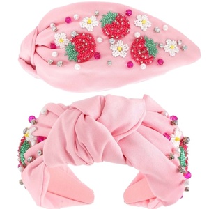 Handmade Luxury Women's <b>Hair</b> <b>Band</b> Stylish Multi-Color Cherry Beaded Embroidery with Rhinestones Latest Fashionable for <b>Weddings</b> - Product Image 1