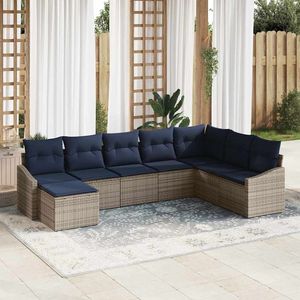 Ensemble de canapés de jardin en polyrotin gris 8 pièces avec coussins, options 2 places et 4 places disponibles - Product Image 1