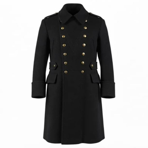 <b>Men's</b> <b>Slim</b> <b>Fit</b> Double Breasted Wool Overcoat Notched Lapel Epaulet Black French <b>Trench</b> <b>Coats</b> - Product Image 5