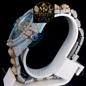 นาฬิกาข้อมือผู้ชายสไตล์ฮิปฮอป Moissanite World  ตัวเรือนสแตนเลสสตีล  หน้าปัดประดับคริสตัลแซฟไฟร์  ลายหัวกะโหลก - Product Image 2