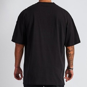 Camiseta de Manga Corta Negra Extra Grande para Hombre, Cuello Redondo, Color Sólido, Informal, de Algodón Tejido - Product Image 2