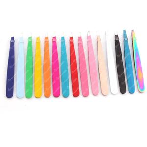 Pinzas japonesas de acero inoxidable con punta inclinada para cejas, pinzas multifuncionales antiestáticas para cejas en todos los colores - Product Image 4