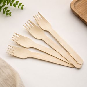 Ensemble de couverts en bois écologiques, jetables et biodégradables (couteau, fourchette, cuillère) pour fêtes, camping et cadeaux promotionnels - Product Image 2