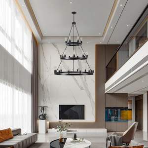 45" Retro Industrial Style 3-Layer <b>Black</b>-Iron Pendant <b>Light</b> 27-<b>Lights</b> Farmhouse Dining <b>Living</b> <b>Rooms</b> Chandeliers - Product Image 3