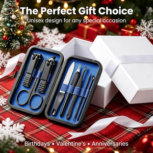 Professional Stainless Steel Manicure and Pedicure Set Custom Logo Top Product 8 Piece Complete Family Grooming Kit - Product Image 6