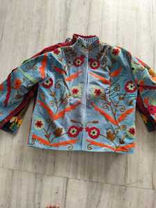 Bohemian <b>Velvet</b> Suzani Embroidery Coat <b>Women</b> Handmade Floral Ethnic Winter <b>Jacket</b> Indian Artisan Designer Wholesale Outerwear EU - Product Image 4