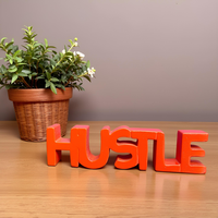 Décoration de table en bois d'ingénierie, style moderne, avec motif de sculpture sur bois Smart Art et message de motivation 'Smart Art Hustle', objet décoratif
