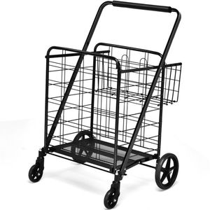 Heavy Duty Double <b>Shopping</b> Cart Folding Utility <b>Trolley</b> for Convenient <b>Shopping</b> - Product Image 1