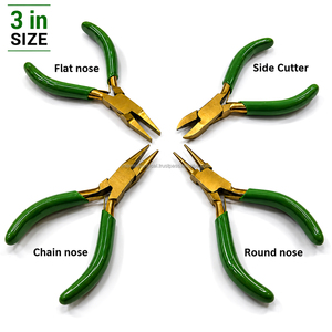 Jeu de pinces à bijoux en acier inoxydable OEM de 3 pouces, 4 pièces, à bec effilé |   Nez Plat |   Nez rond |   Pince coupante latérale |   Bricolage - Product Image 1
