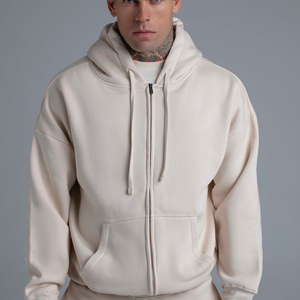 High Quality <b>Men's</b> Winter Casual Solid Color Boxy Hoodie <b>Pullover</b> with Short Wide Zipper Cropped <b>Men</b> Hoodie Loose Fit - Product Image 1