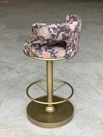 Chaise de bar moderne, durable et écologique avec accoudoirs fixes, structure en acier inoxydable, pour extérieur, usage commercial, maison, bar, salle à manger, école (motif floral)
