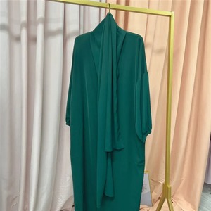 Robe de soirée droite longue en crêpe uni, manches longues, taille naturelle, ornée de cristaux, service OEM, pour adultes – Collection été - Product Image 5