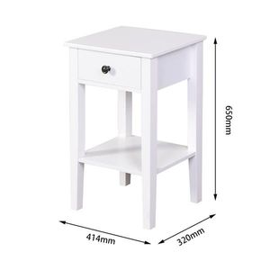 White Bathroom Floor Standing Storage Table with Drawer for Nightstands - Product Image 3