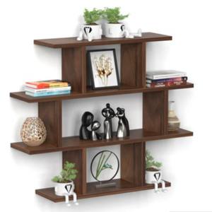 Étagère murale à 4 niveaux Senara en bois d'ingénierie, meuble de rangement pour livres et dossiers - Product Image 3