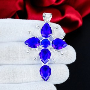 wholesale <b>London</b> Blue Topaz Pendant 925 Sterling Silver Handmade Gemstone Jewelry - Product Image 4