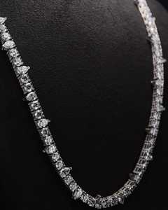 Collier tennis en diamants de laboratoire taille poire et ronde, VVS1, en argent 925, or 10k 14k, entièrement pavé, style hip-hop, collier ras-du-cou, vente en gros, fournisseur - Product Image 4