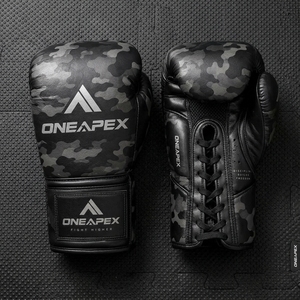 Gants de boxe noirs camouflage, gants d'entraînement professionnels, gants de combat rembourrés, logo personnalisé OEM, vente en gros de gants de sport - Product Image 3