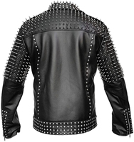 Veste de motard en cuir d'agneau véritable pour homme, avec clous, style vintage