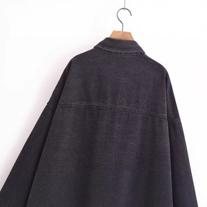Women Dark Wash Denim Shirt Elegant Casual <b>Button</b> Up Long Sleeve <b>Jean</b> Blouse Fashion Clothing Top For Modern Women Daily Wear - Product Image 3