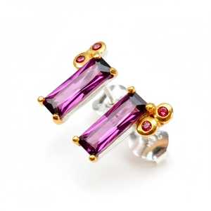 Boucles d'oreilles en argent 925 avec grenat, design vintage de luxe, élégance antique, plaqué or rose 18 carats, cadeau de mariage, bijoux - Product Image 1