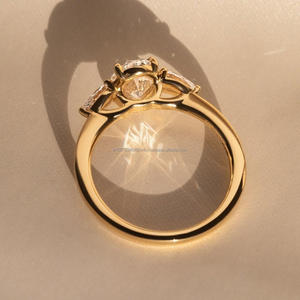 Igi/gia Lab เติบโตวินเทจ14K สีเหลืองทองแต่งงาน/แหวนหมั้นเพชรรูปไข่ unisex สมบูรณ์แบบของขวัญครบรอบและปาร์ตี้ - Product Image 3