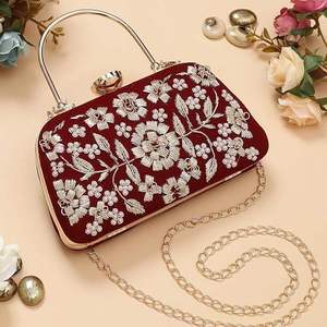 Bolso de mano bordado floral con cuentas, de seda, para noche, con correa de cadena, para bodas y fiestas, diseño personalizado SHEERI, promocional - Product Image 1