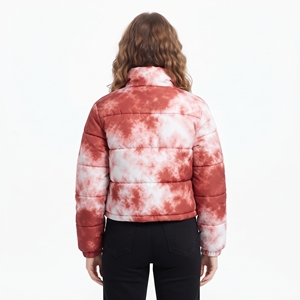 Chaqueta Corta Acolchada para Mujer, Último Diseño, Ropa de Invierno, Manga Larga, Cierre de Cremallera, Personalizada con Sublimación Tie Dye - Product Image 3