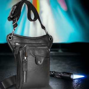 LLB-0014 Vintage Style cuir Fanny Pack bandoulière Messenger sac ceinture Logo à la mode cuisse jambe hanche étui sac à main voyage - Product Image 2