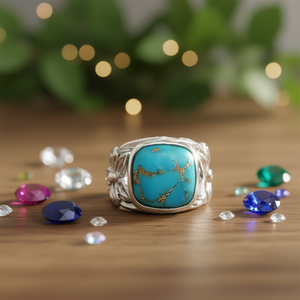 Blue Copper <b>Turquoise</b> Fashion <b>Ring</b> (5.8 Grams) - Product Image 3