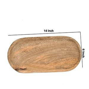 Plateau ovale en bois de manguier fait main, lot de 2, plateaux de service rustiques en bois massif pour la cuisine, le thé, le petit-déjeuner, la table à manger, le café et les collations - Product Image 4