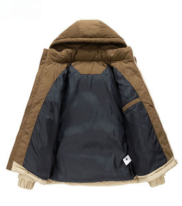 Light Green Puffer <b>Jacket</b> With Hood Stand Collar Windproof Thickened Winter Coat Unisex Casual Zipper Front Regular Fit - Product Image 2