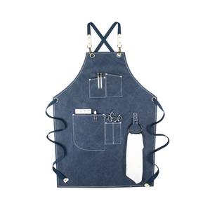 Tablier de barbier professionnel en toile avec logo personnalisé, sangle en cuir réglable, gilet de coiffeur, poche pour outils de salon, uniforme - Product Image 3